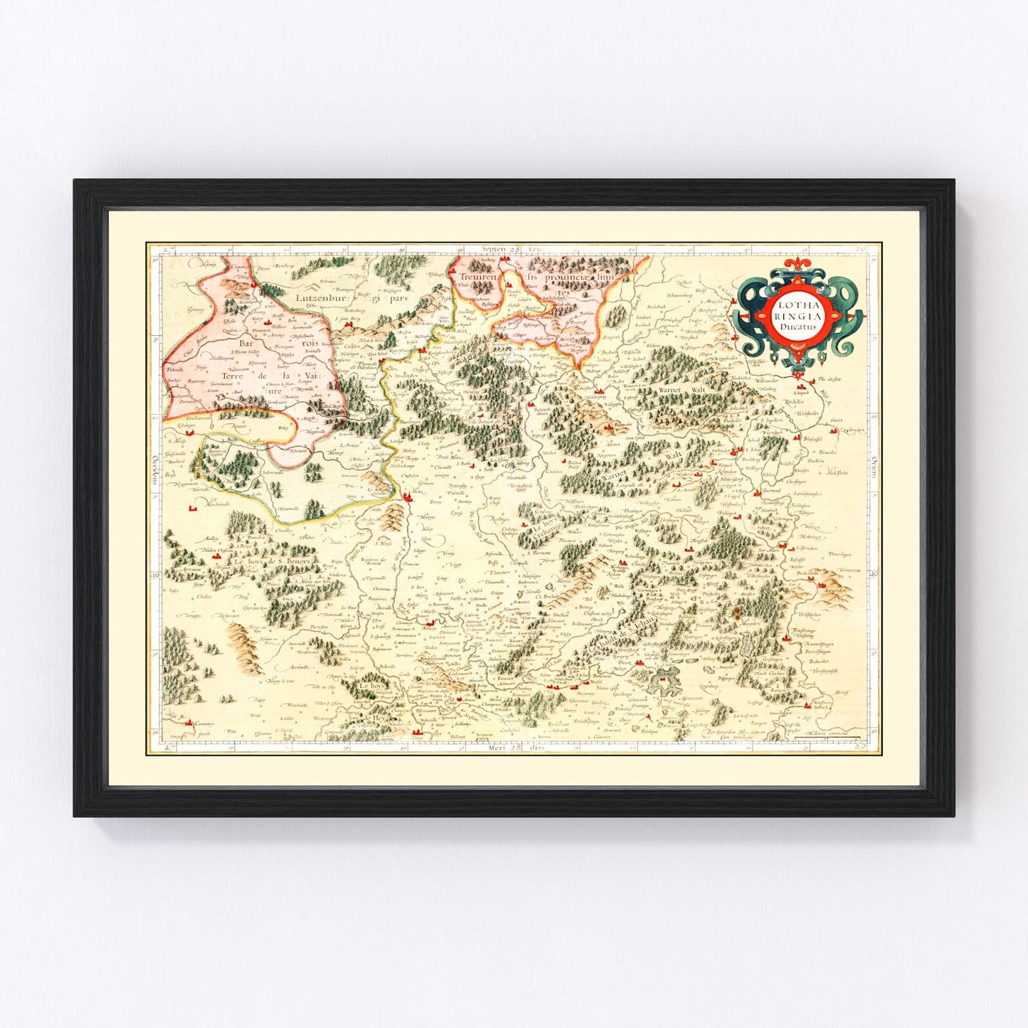 Vintage map of Lorraine, France, 1623