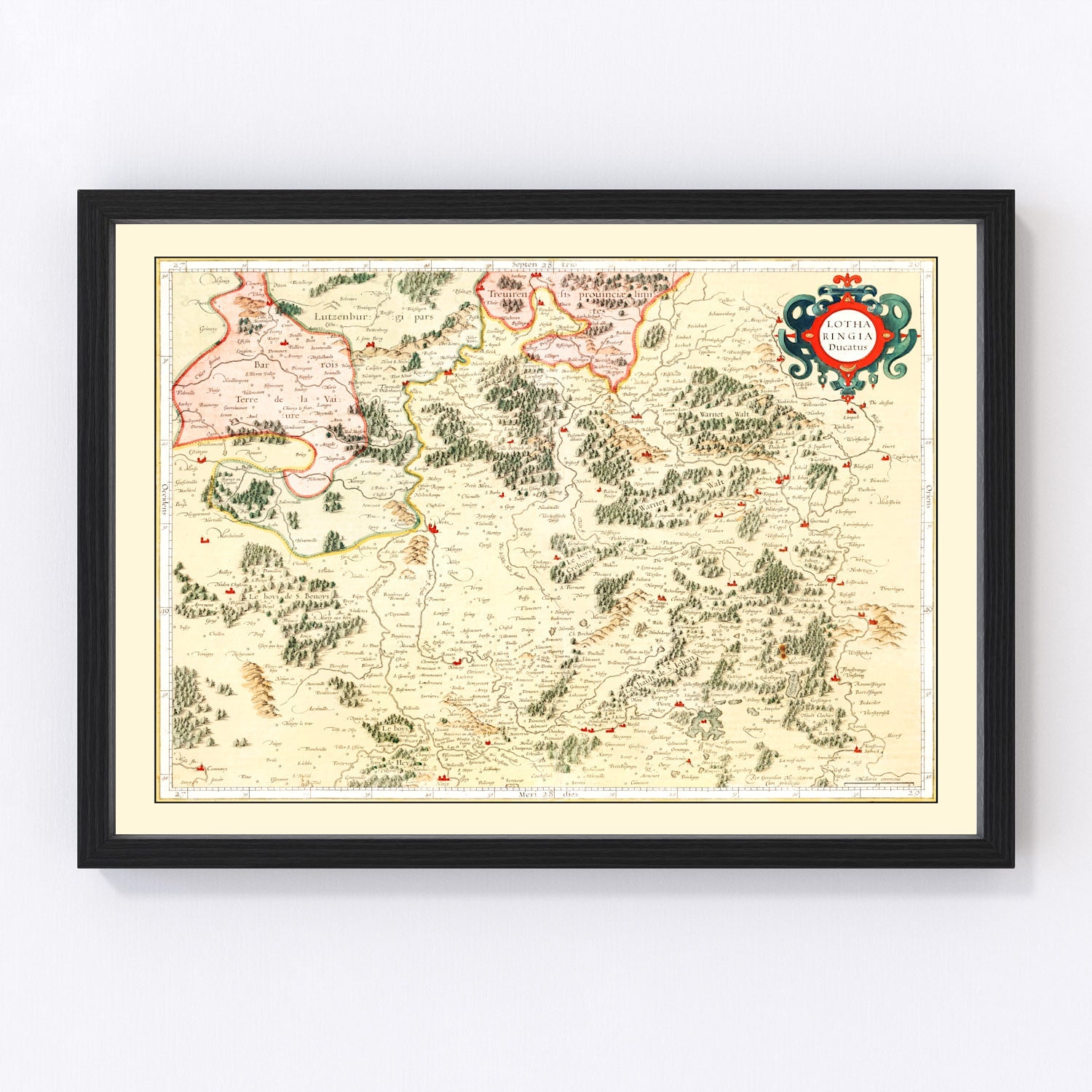 Vintage map of Lorraine, France, 1623