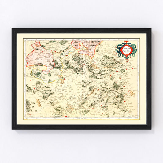 Vintage map of Lorraine, France, 1623