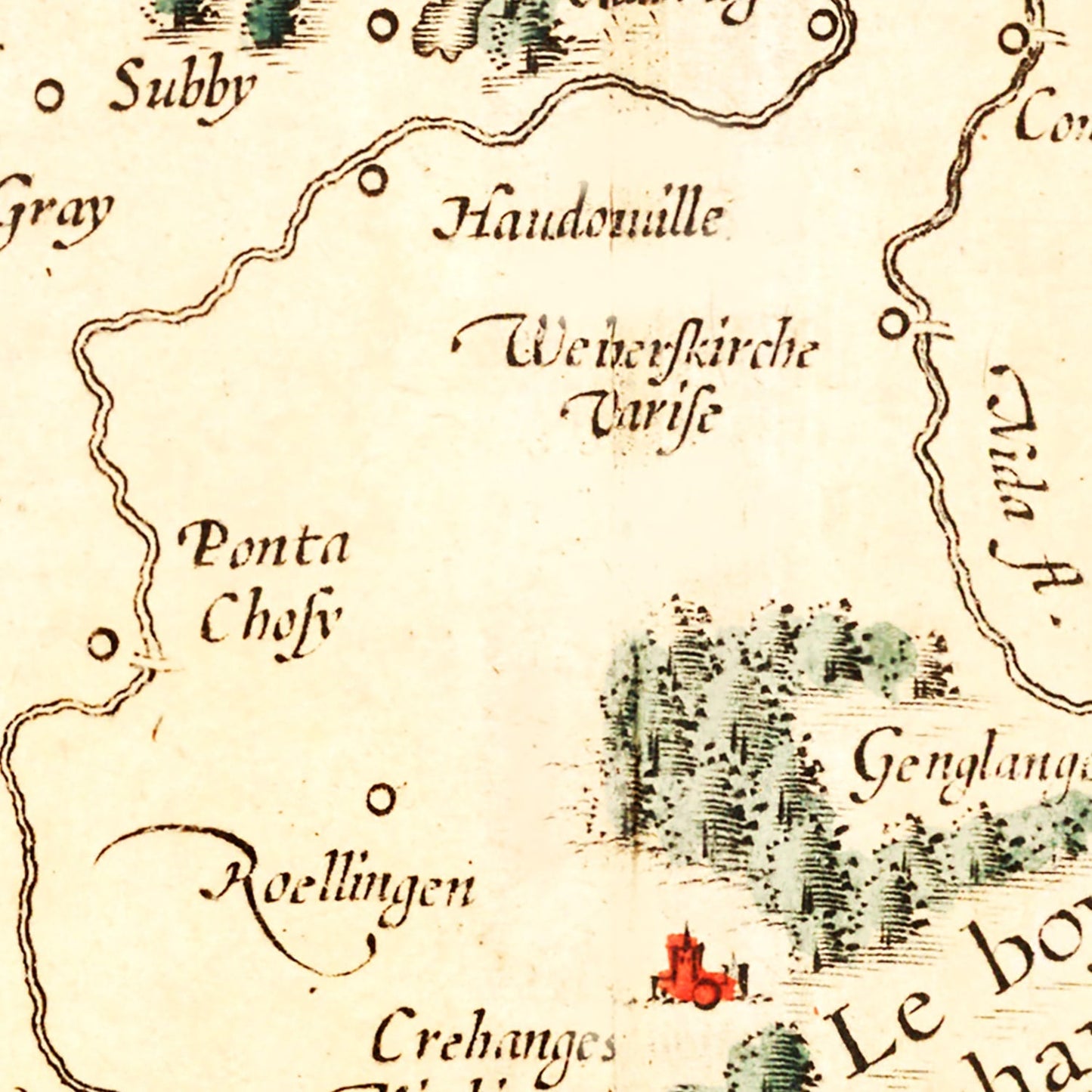 Vintage Map of Lorraine, France, 1623