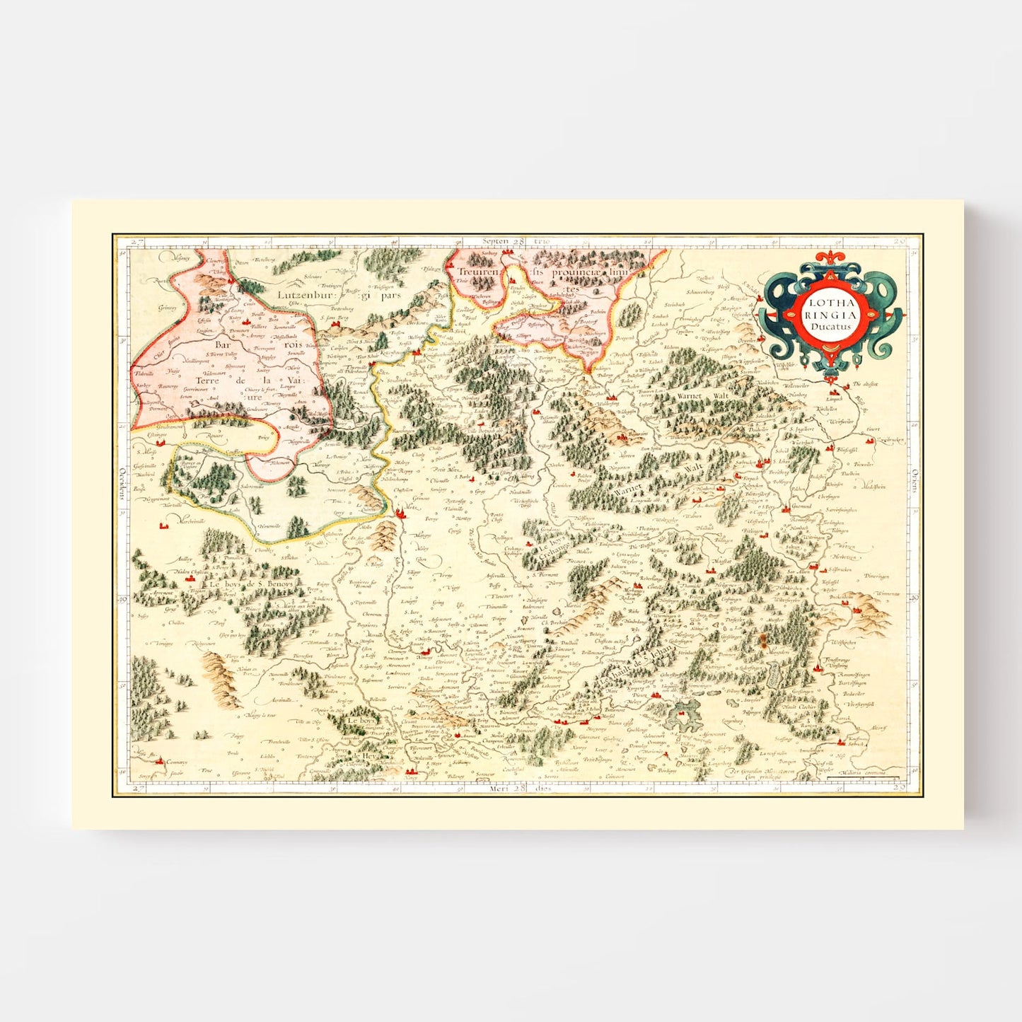 Vintage Map of Lorraine, France, 1623