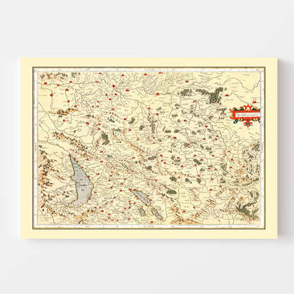 Vintage Map of Burgundy, France, 1623 Wall Art