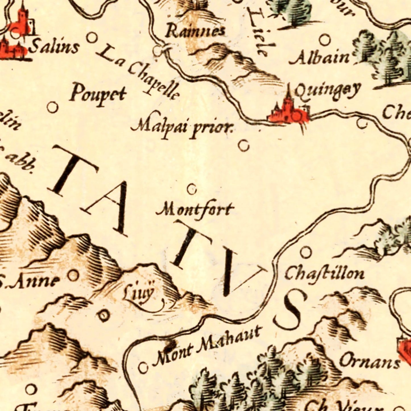 Vintage Map of Burgundy, France, 1623 Wall Art