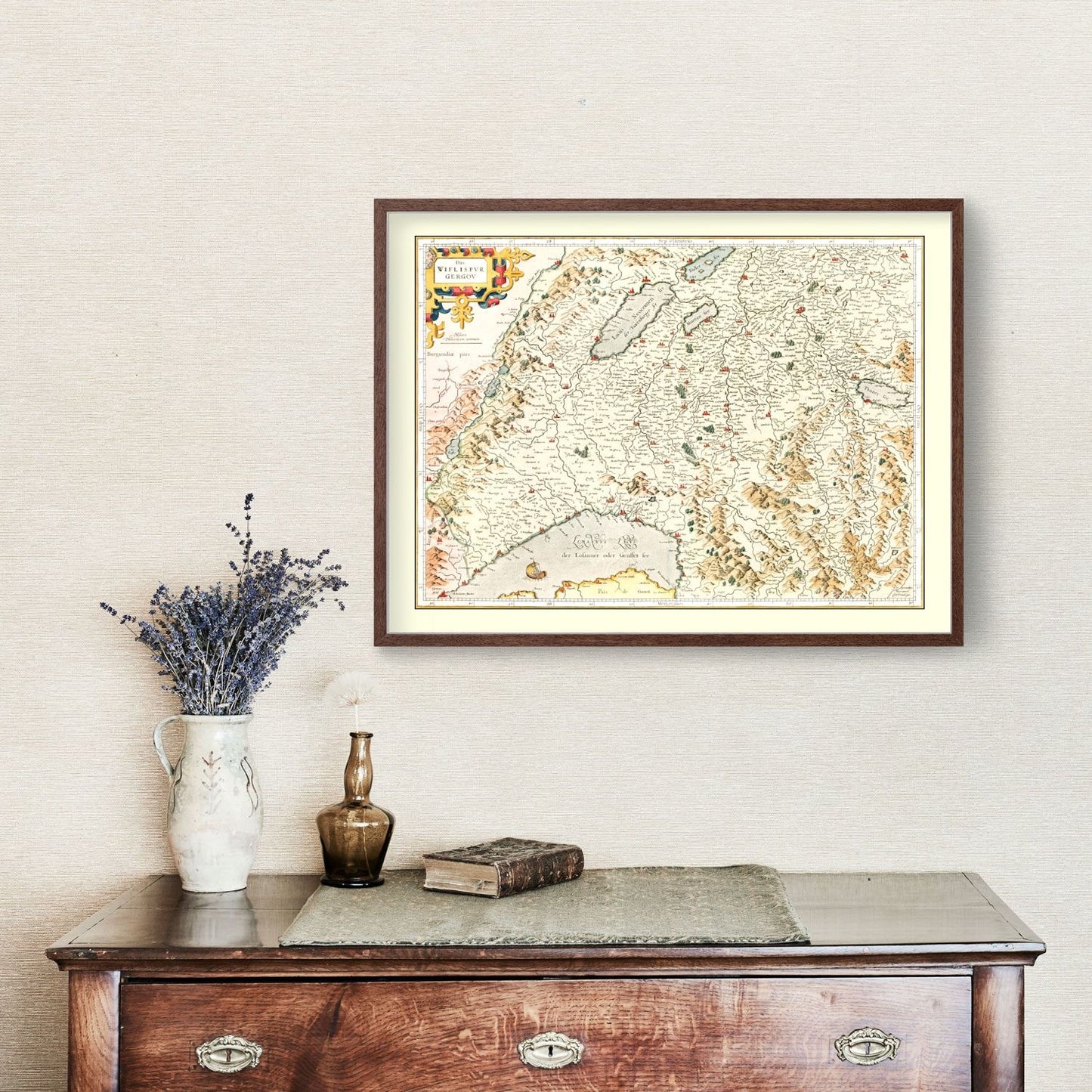 Vintage Map of Switzerland (Wiflispurgergou), 1623