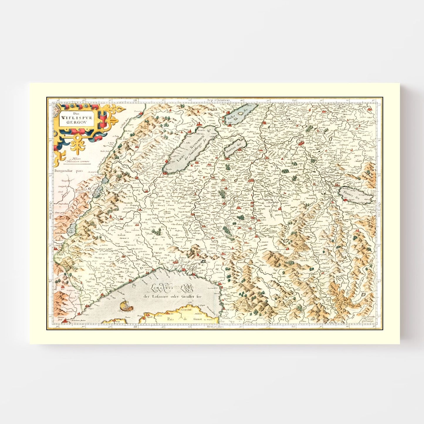Vintage Map of Switzerland (Wiflispurgergou), 1623