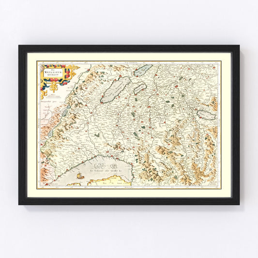 Vintage map of the Wiflispurgergou region, Switzerland, 1623