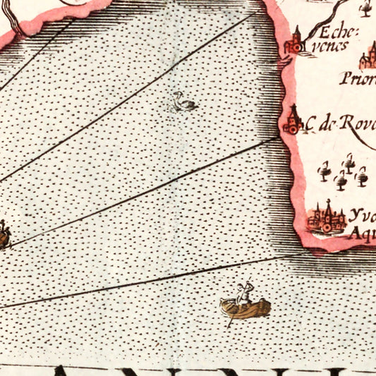 Vintage Map of Lake Geneva, Switzerland, 1623