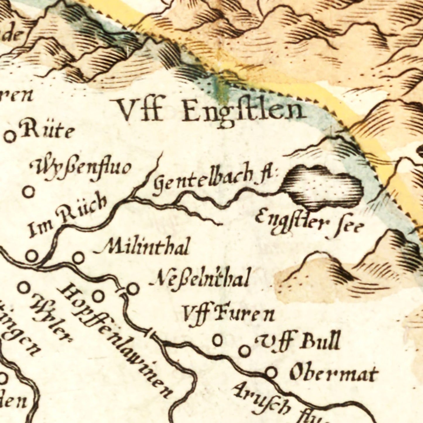 Vintage Map of Switzerland, 1623 (Alternate)