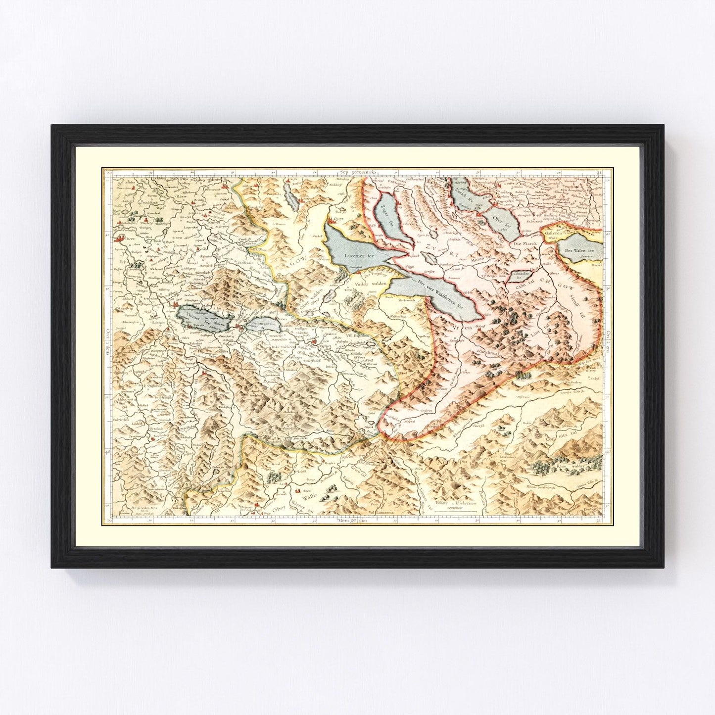 Vintage map of Switzerland, 1623
