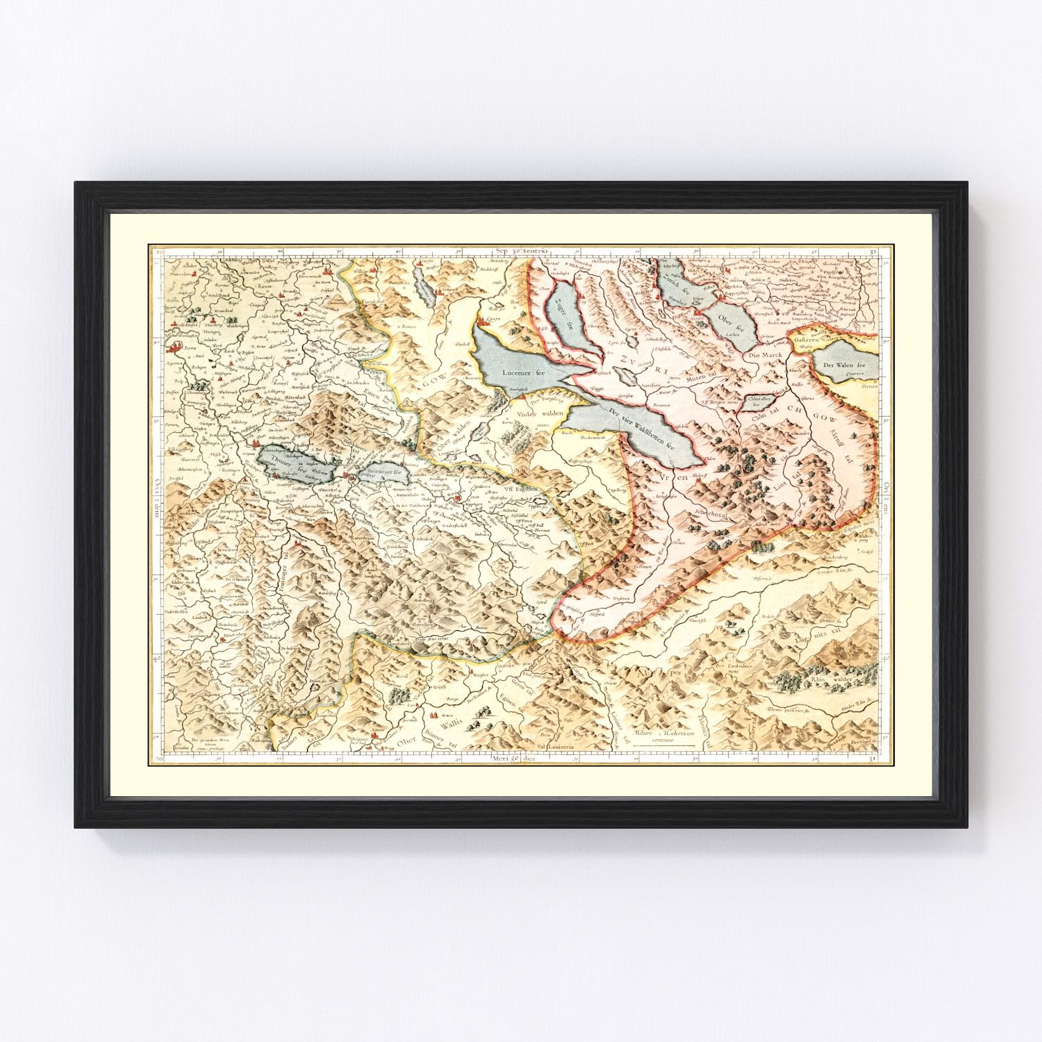 Vintage map of Switzerland, 1623
