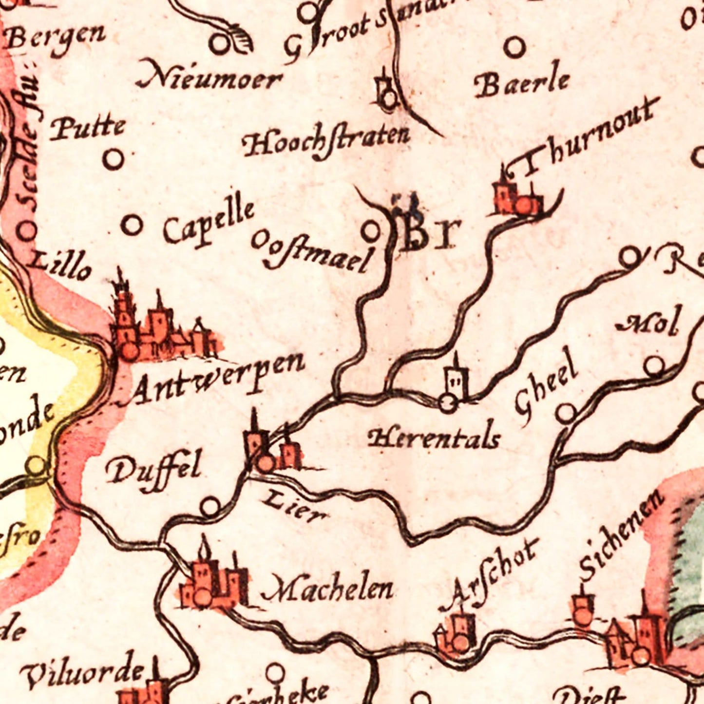 Vintage Map of Belgium, 1623