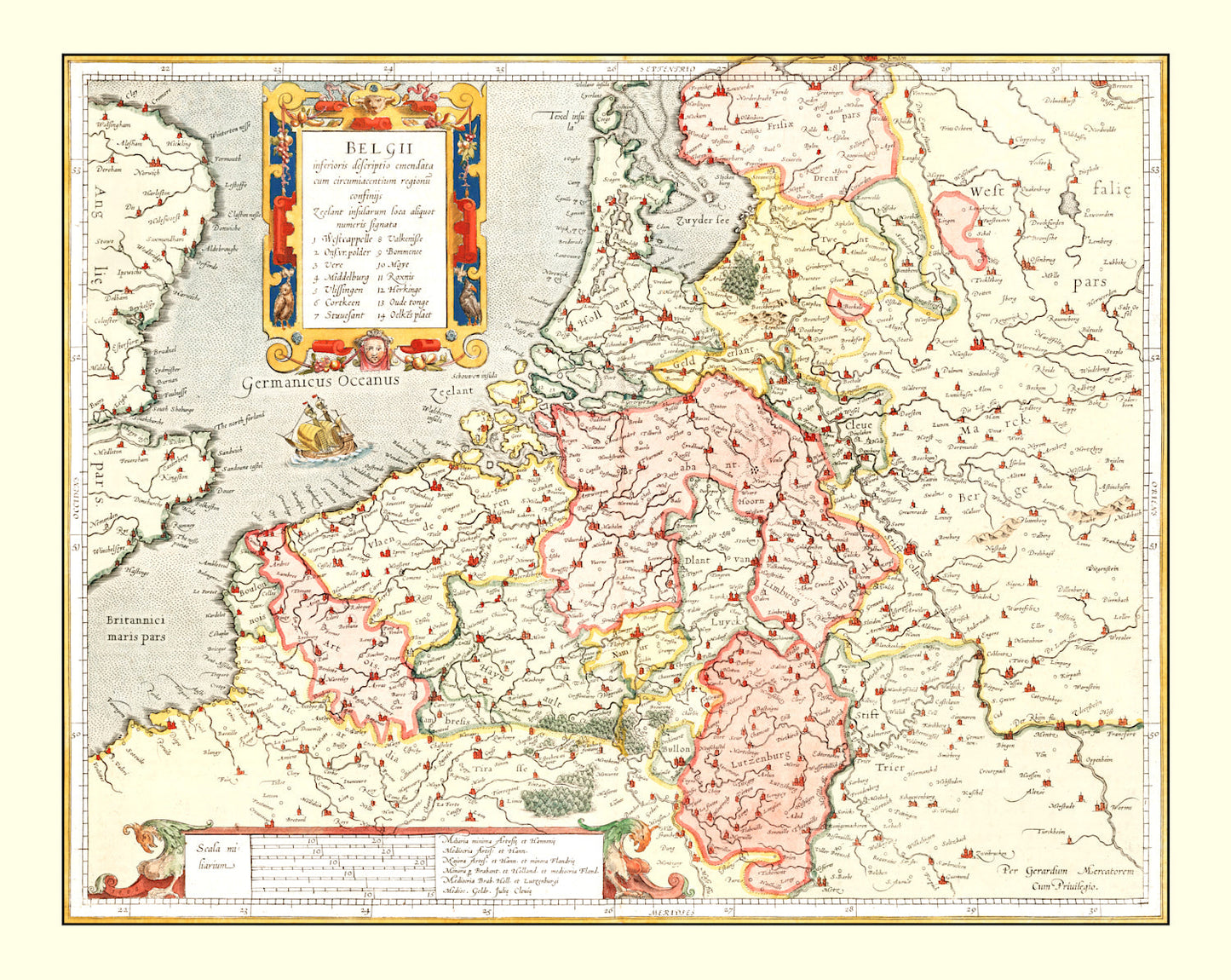 Vintage Map of Belgium, 1623