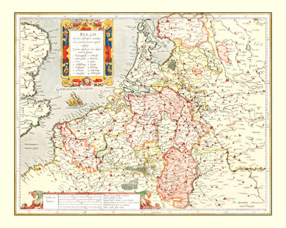 Vintage Map of Belgium, 1623