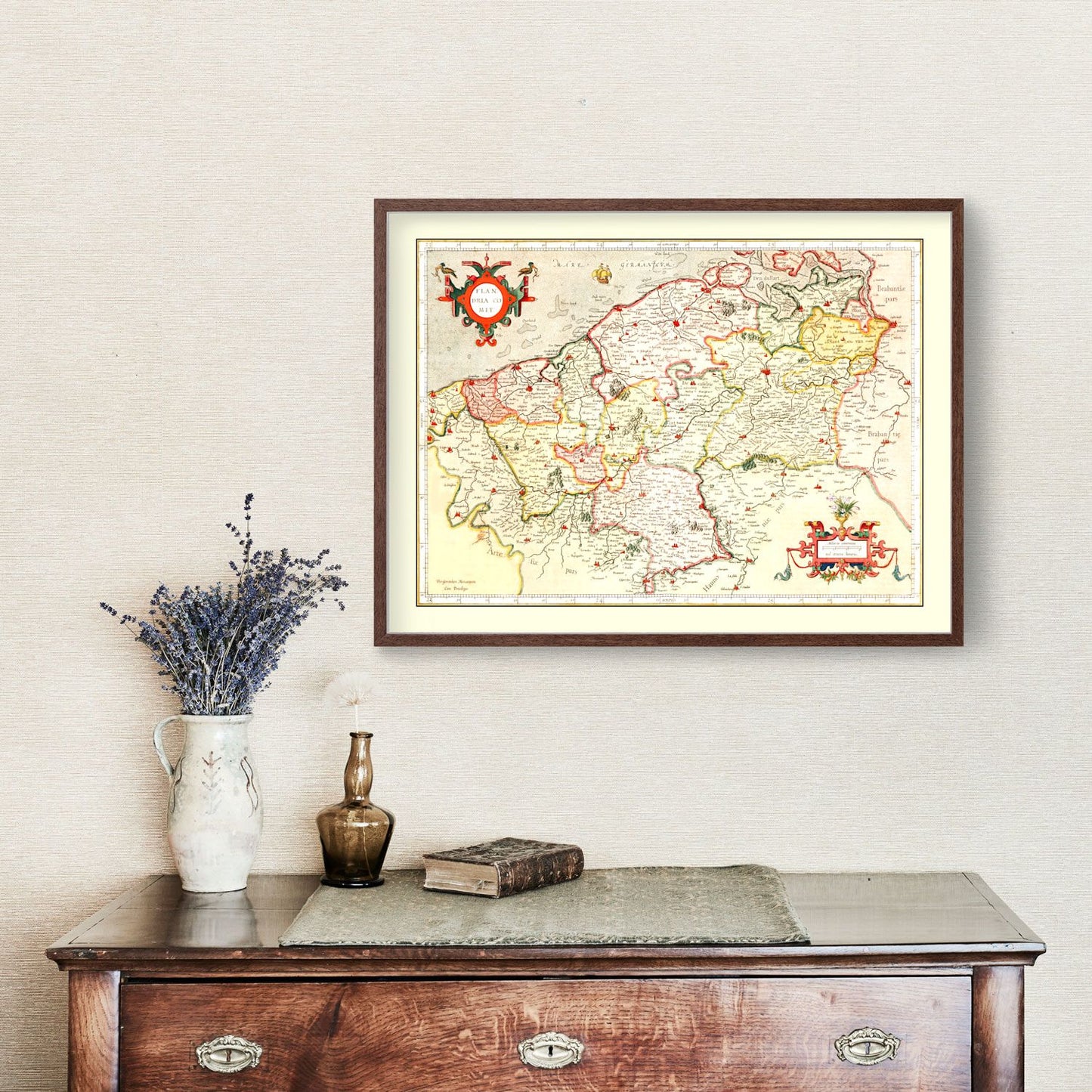 Vintage Map of Flanders, Belgium, 1623