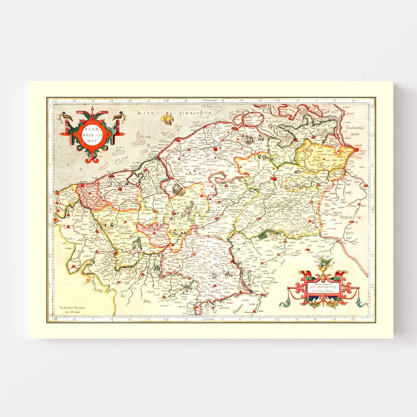 Vintage Map of Flanders, Belgium, 1623
