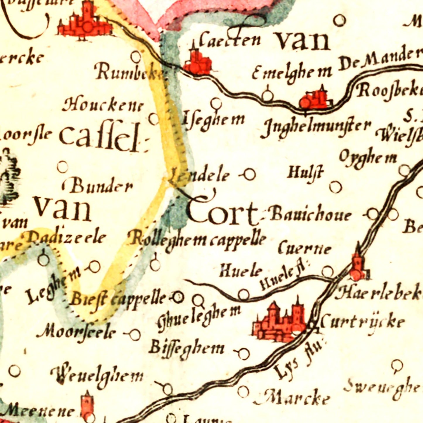 Vintage Map of Flanders, Belgium, 1623
