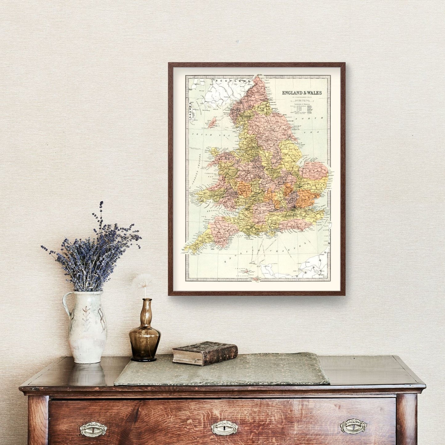 Vintage Map of England and Wales, 1871