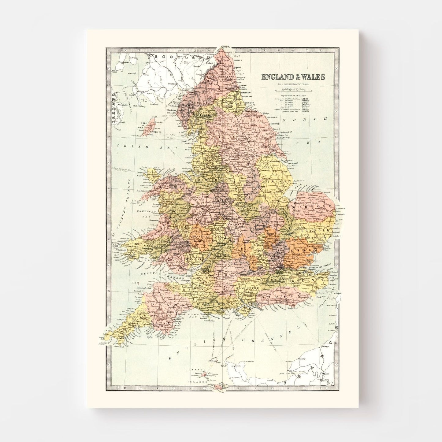 Vintage Map of England and Wales, 1871