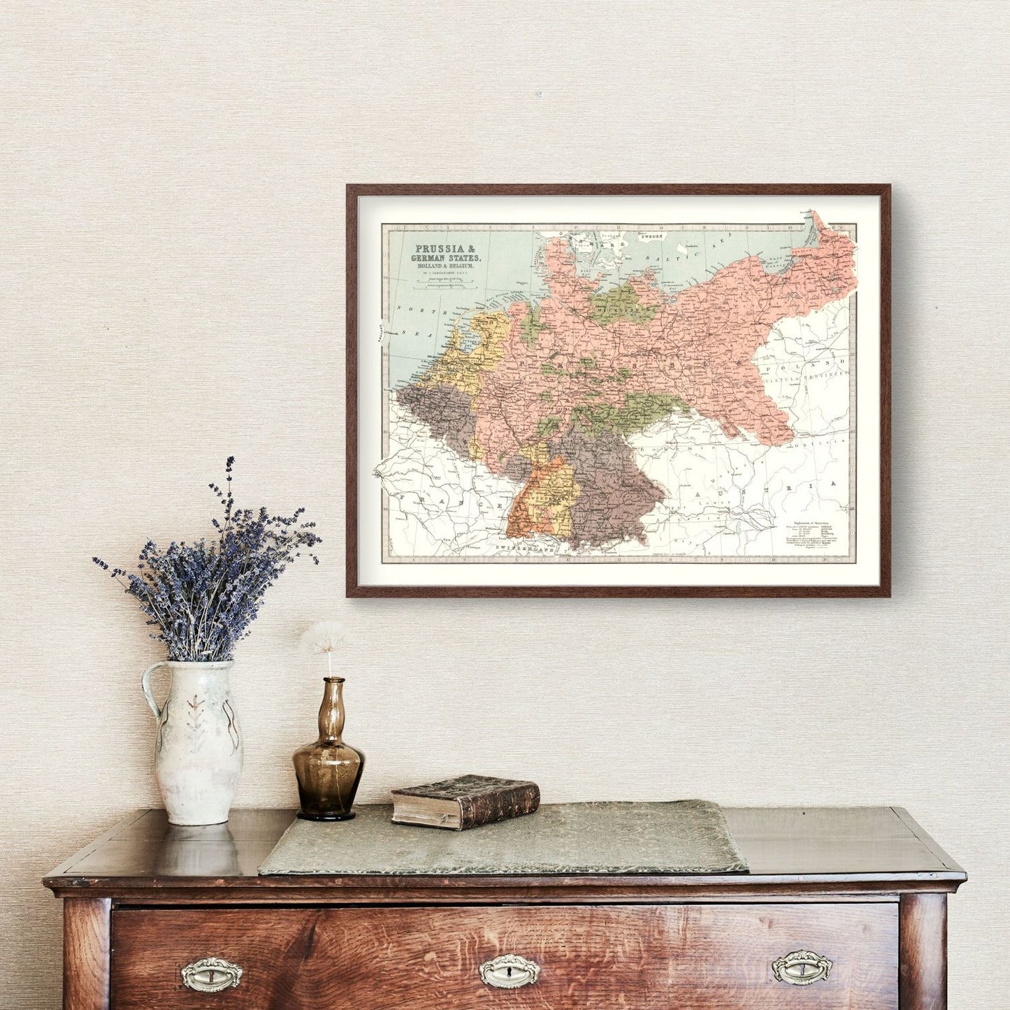 Vintage Map of Prussia, Netherlands & Belgium, 1871