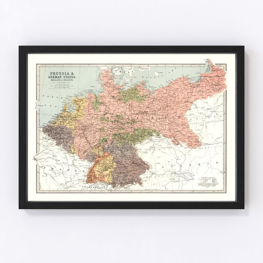 Vintage map of Prussia, Netherlands and Belgium, 1871