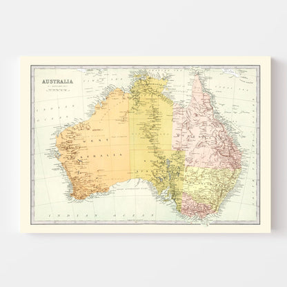Vintage Map of Australia, 1871
