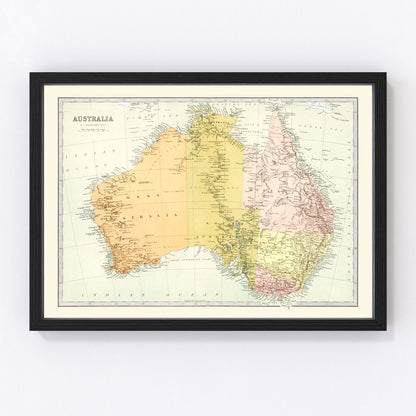 Vintage map of Australia, Victorian colonial goldfields, 1871
