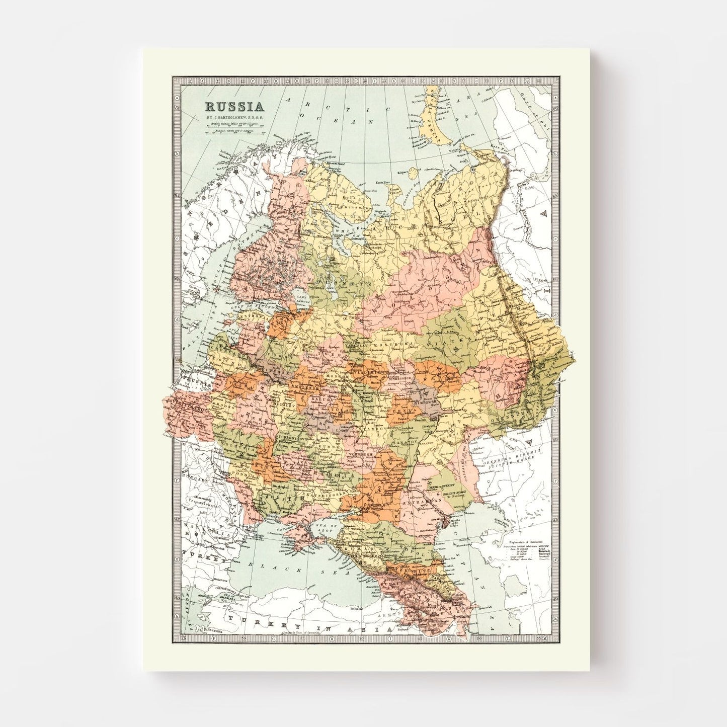 Vintage Map of Russia, 1871