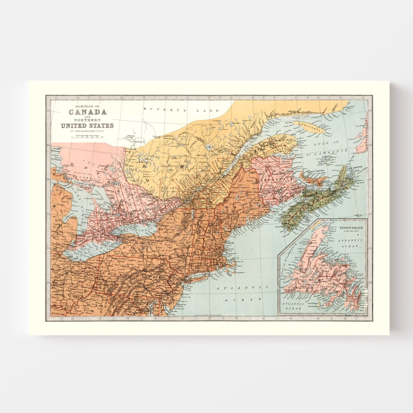 Vintage Map of Canada and Northern US, 1871 | Wall Art