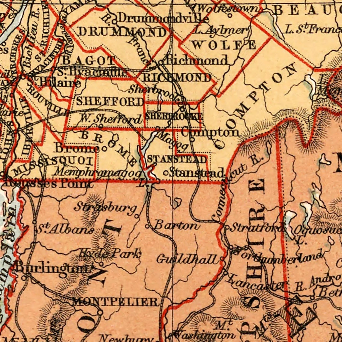 Vintage Map of Canada and Northern US, 1871 | Wall Art