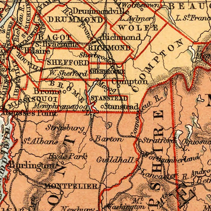 Vintage Map of Canada and Northern US, 1871 | Wall Art