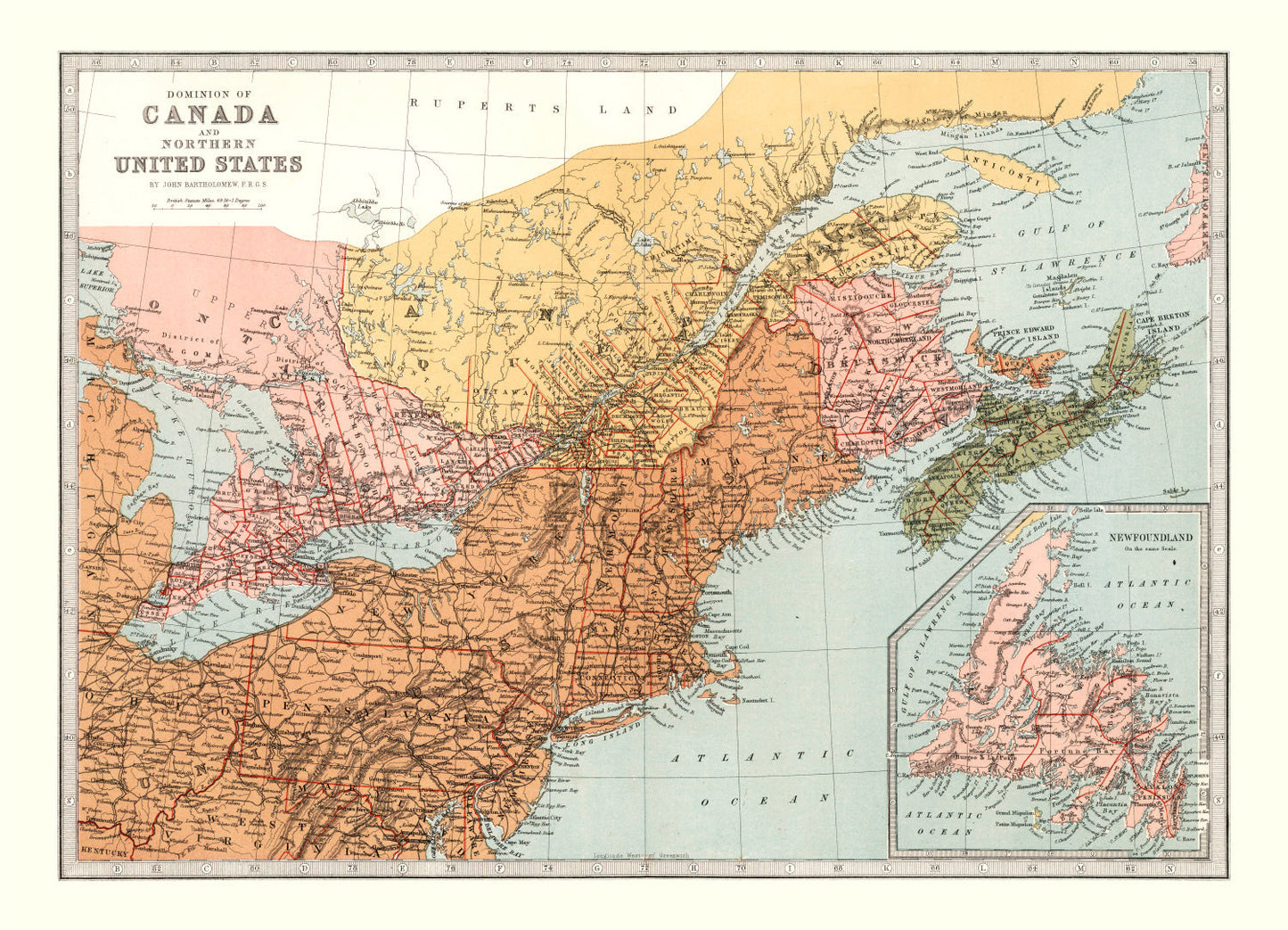 Vintage Map of Canada and Northern US, 1871 | Wall Art