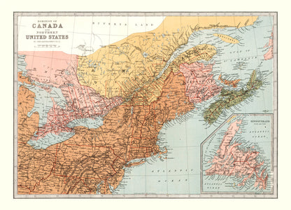 Vintage Map of Canada and Northern US, 1871 | Wall Art