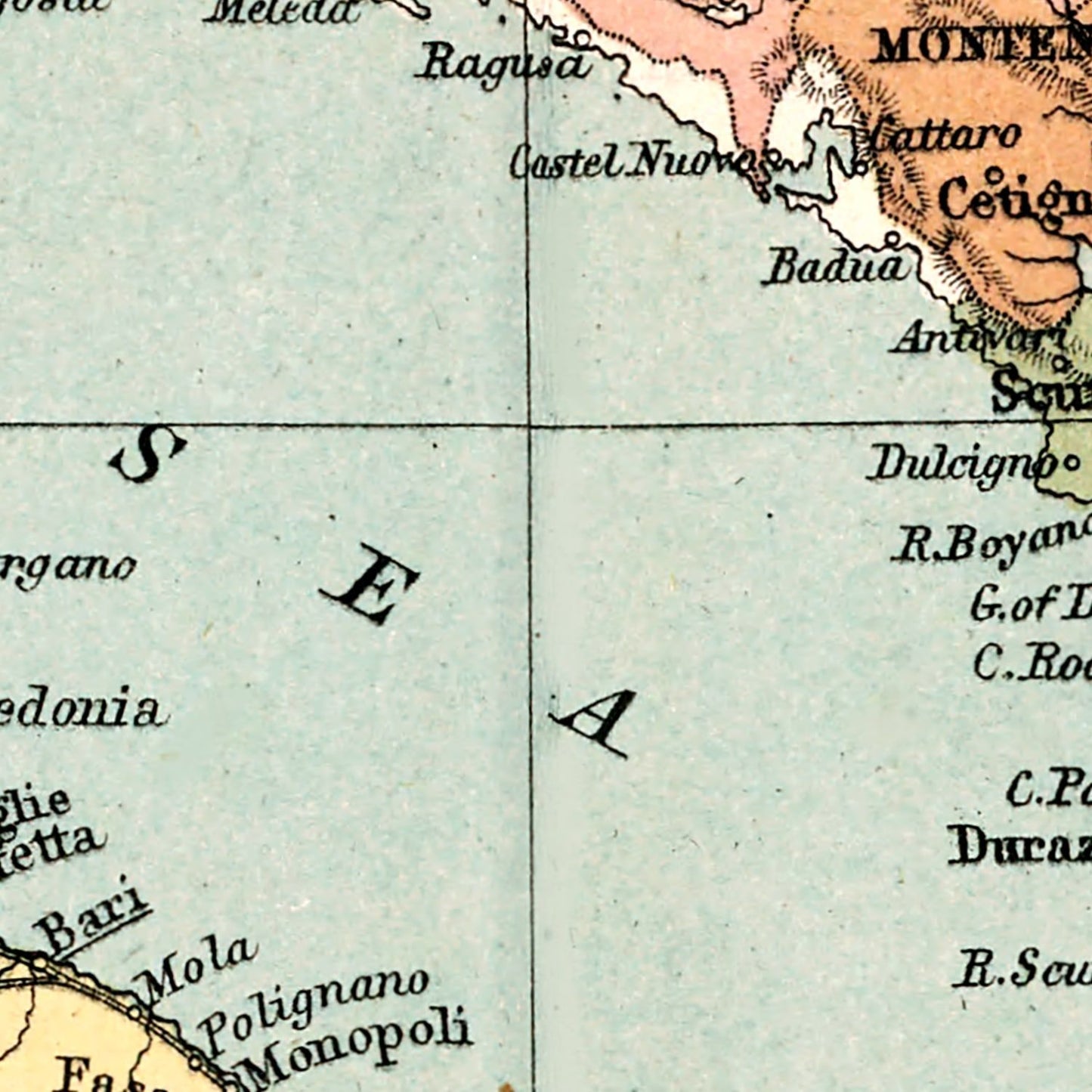 Vintage Map of Italy, Turkey & Greece, 1871