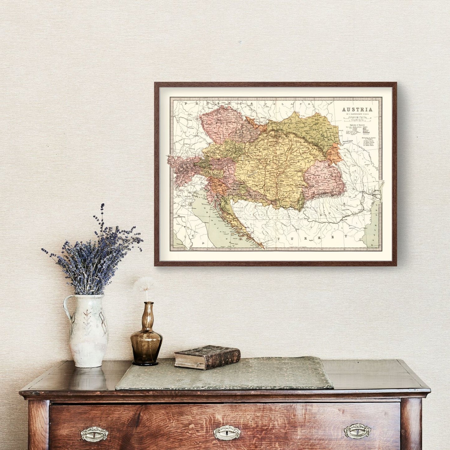 Vintage Map of Austria, 1871