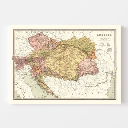 Vintage Map of Austria, 1871