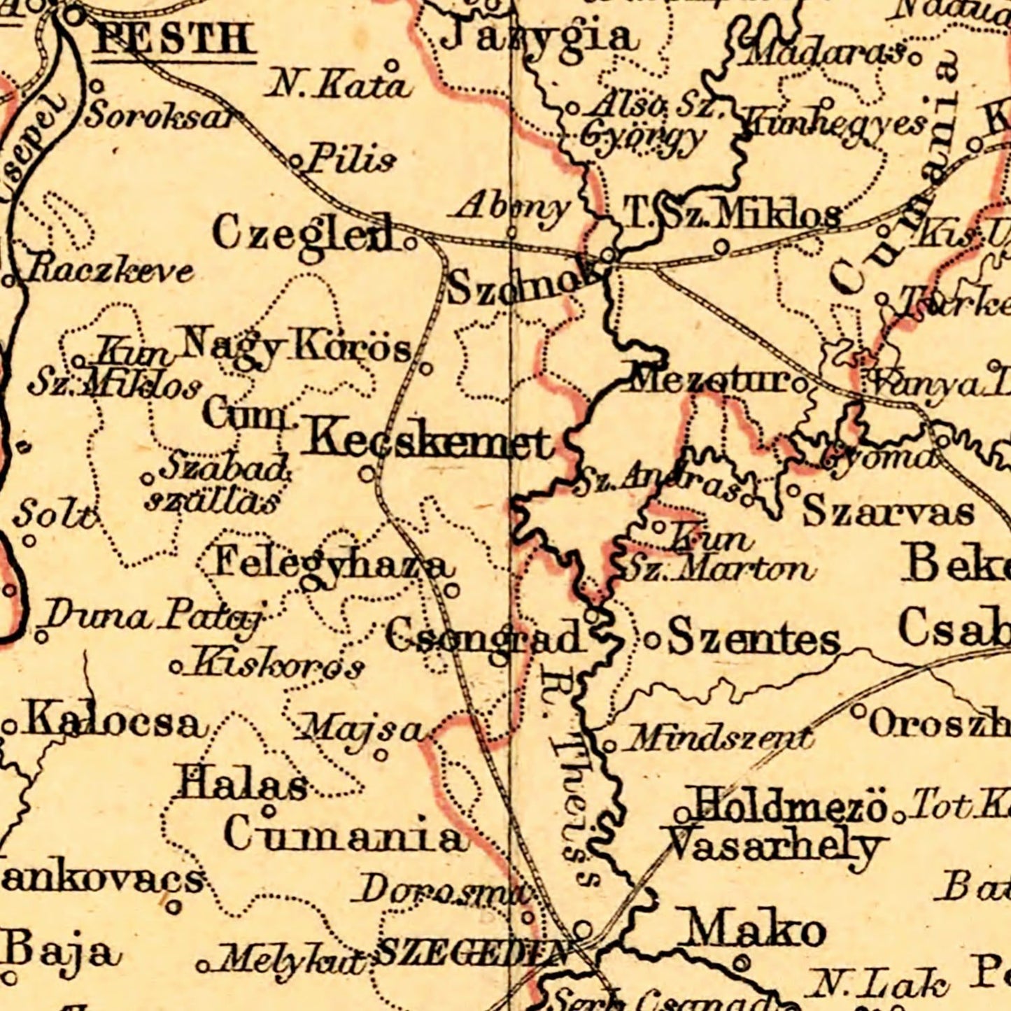 Vintage Map of Austria, 1871