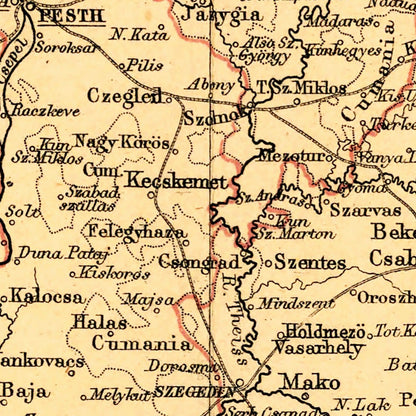 Vintage Map of Austria, 1871