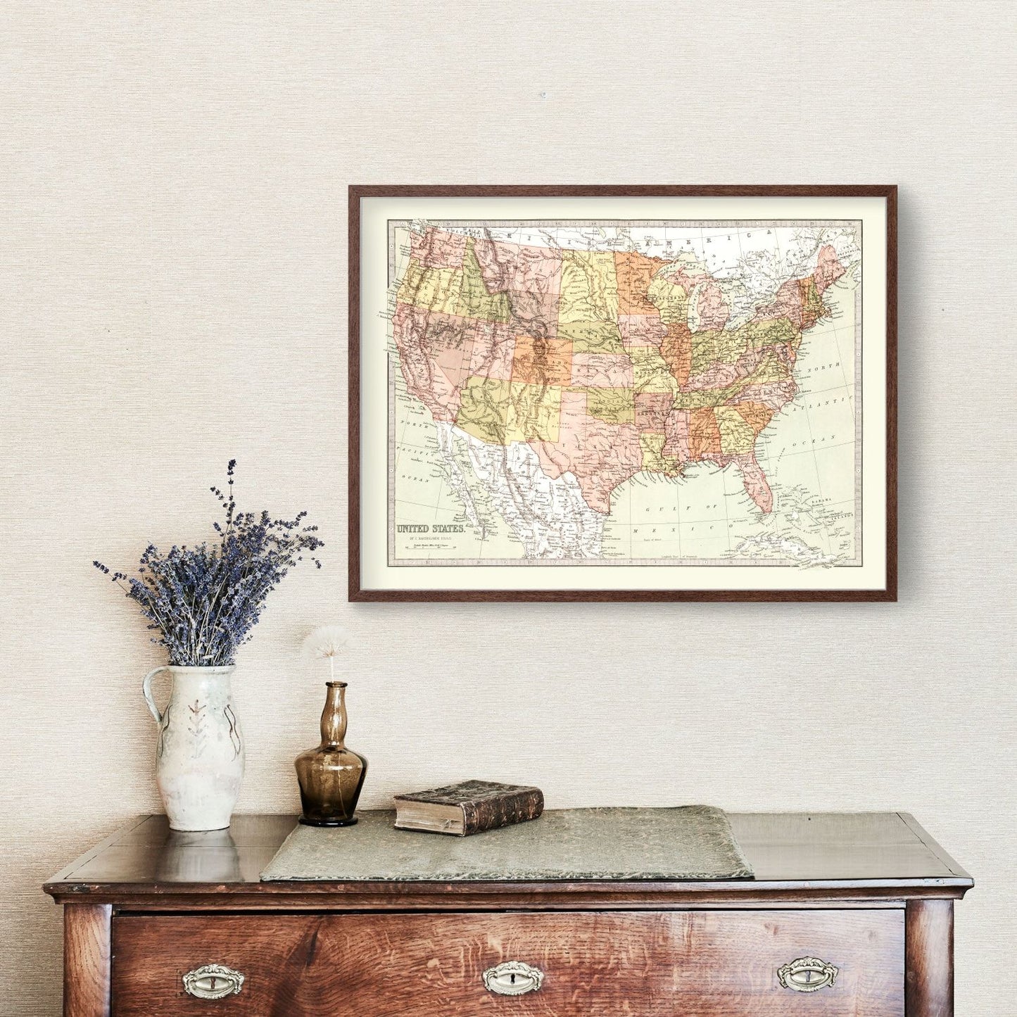 Vintage Map of the United States, 1871