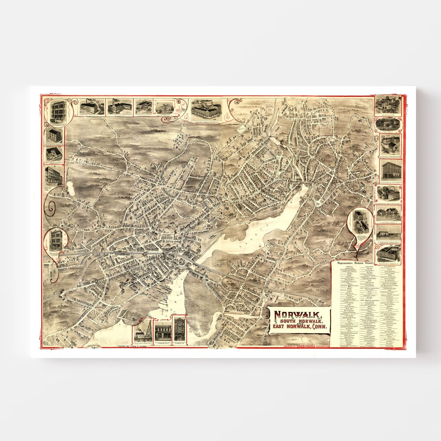 Vintage Map of Norwalk, Connecticut, 1899
