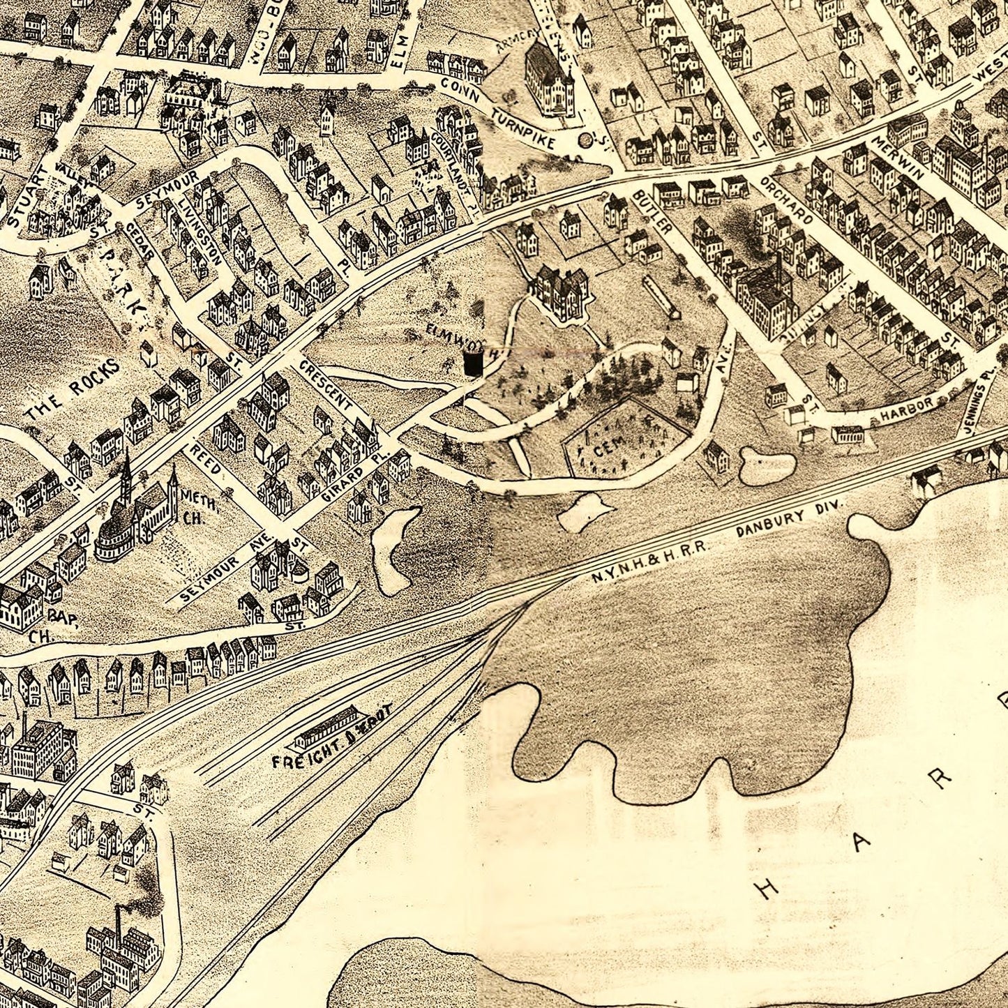 Vintage Map of Norwalk, Connecticut, 1899