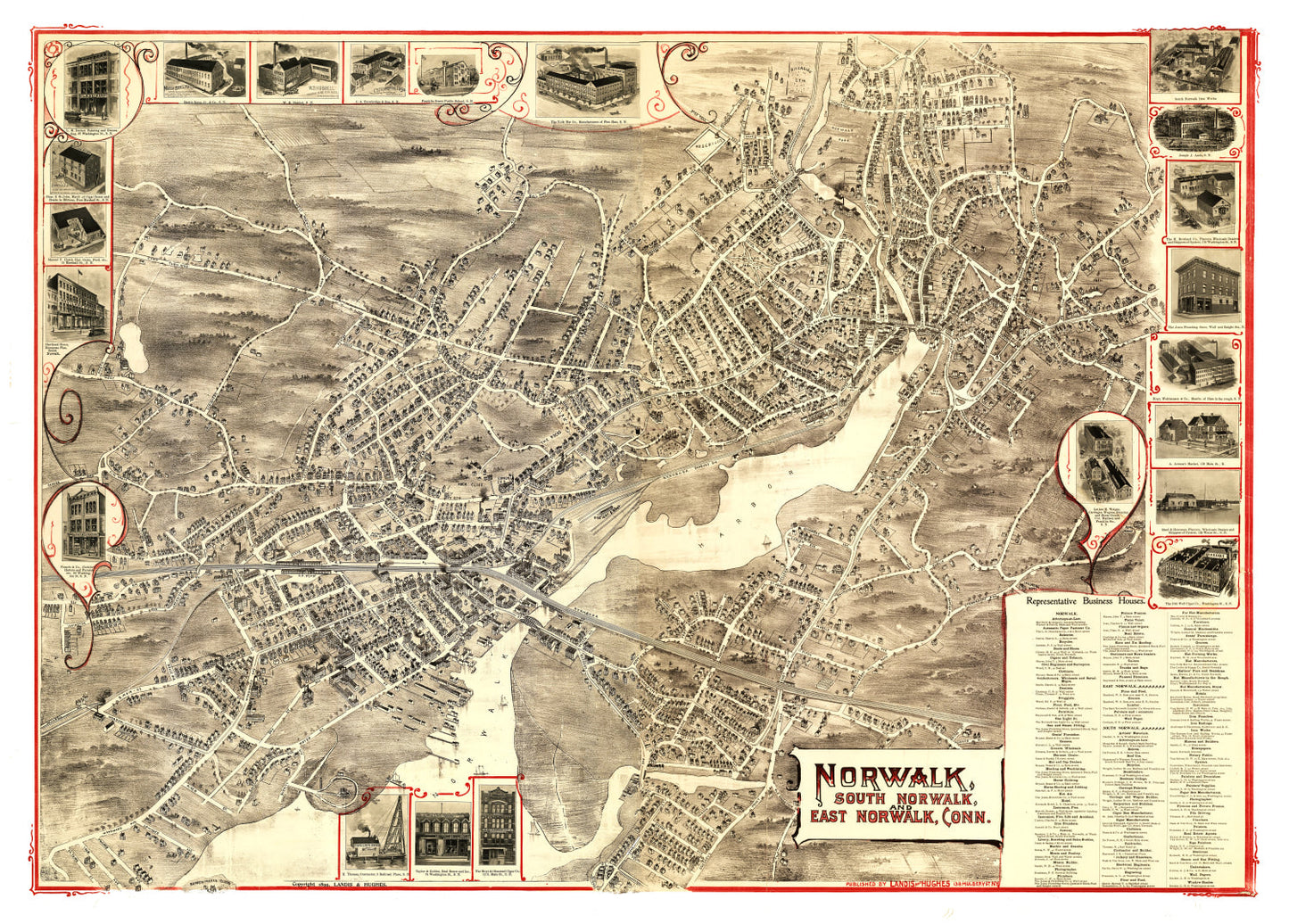 Vintage Map of Norwalk, Connecticut, 1899