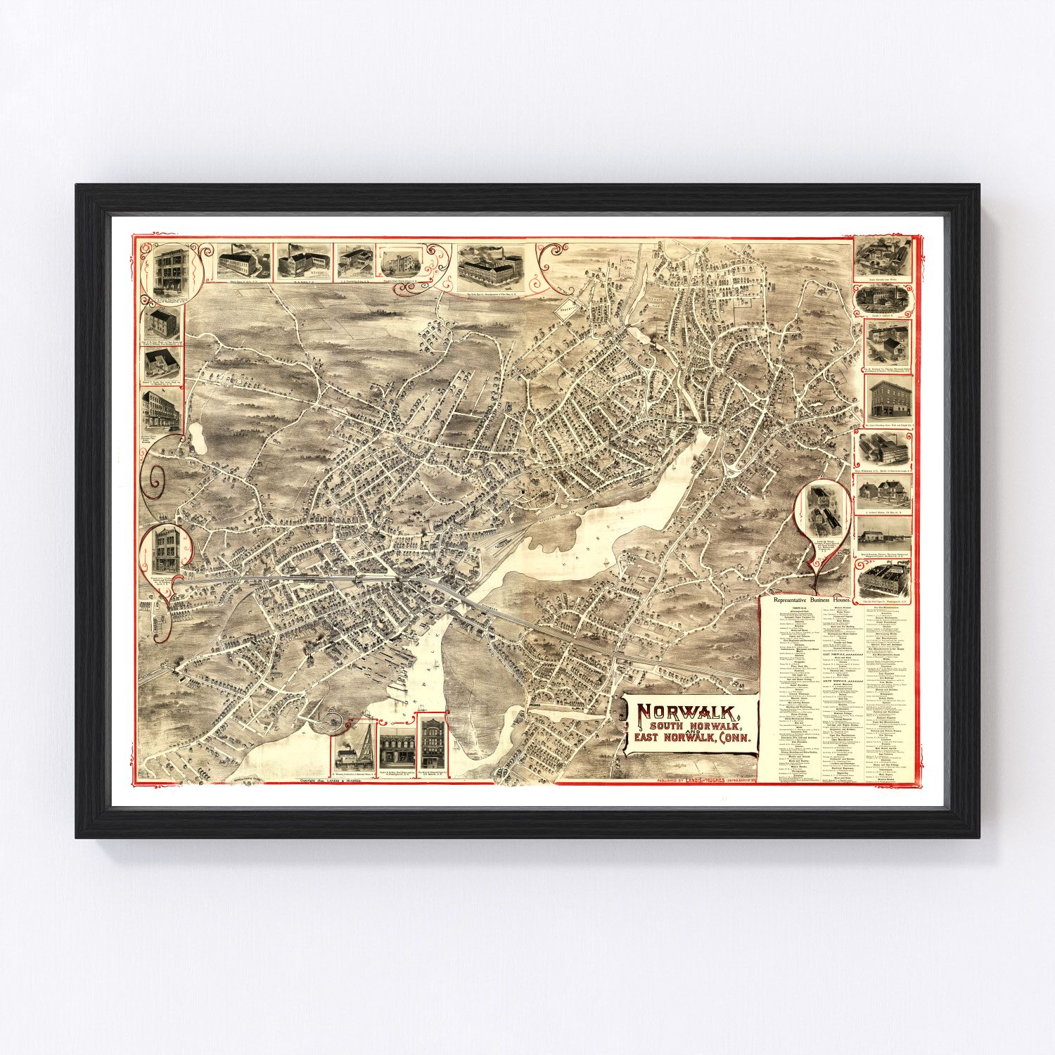 vintage map of Norwalk, Connecticut, 1899
