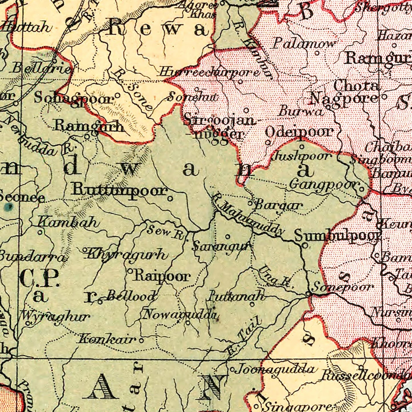 Vintage Map of India, 1871