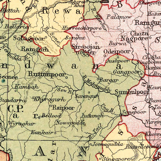 Vintage Map of India, 1871