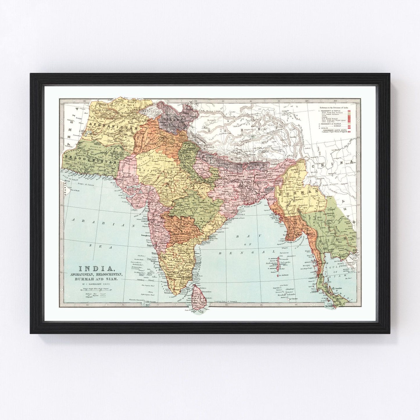 Vintage map of India, 1871