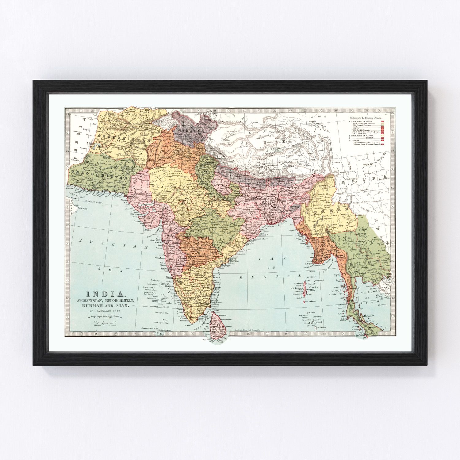 Vintage map of India, 1871