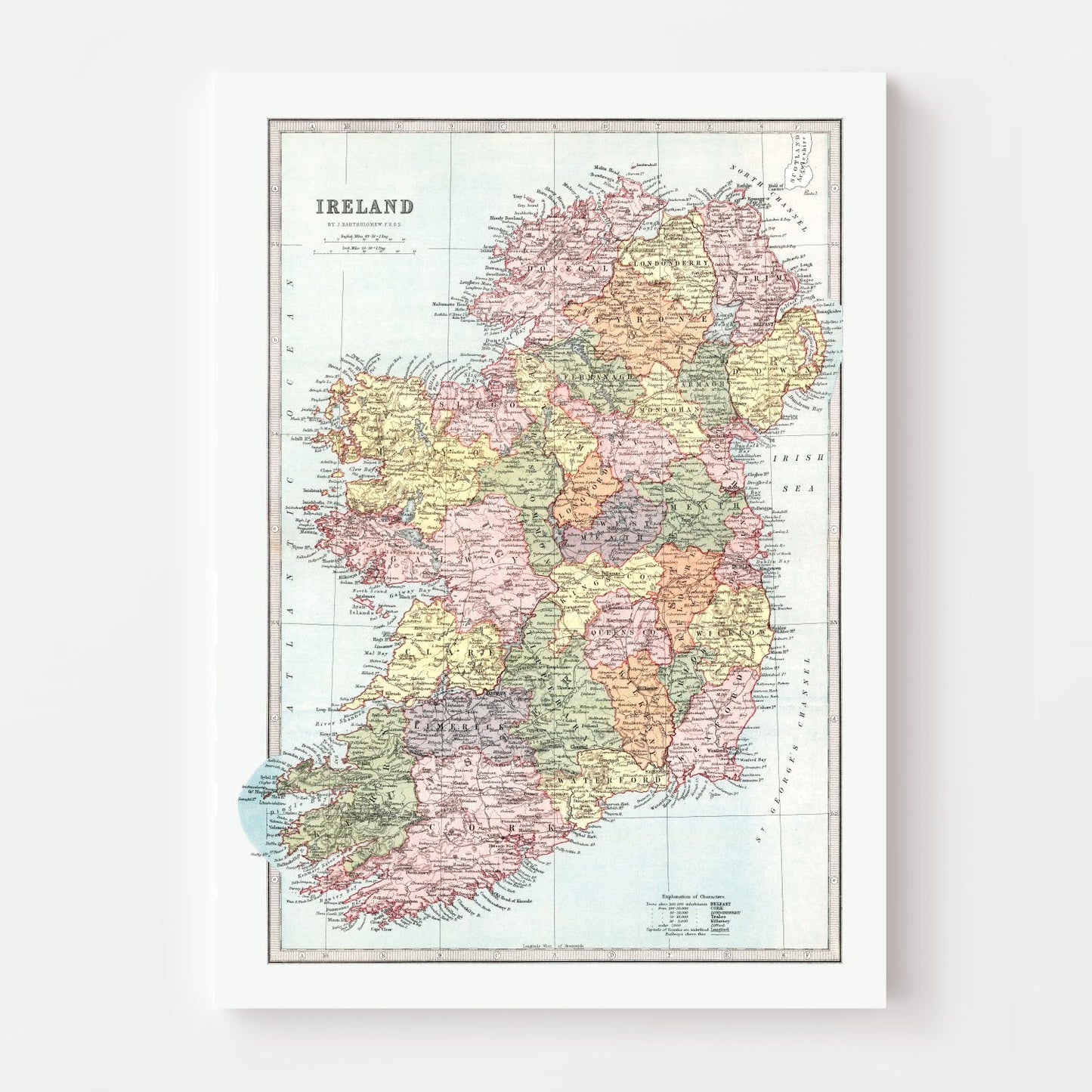 Vintage Map of Ireland, 1871