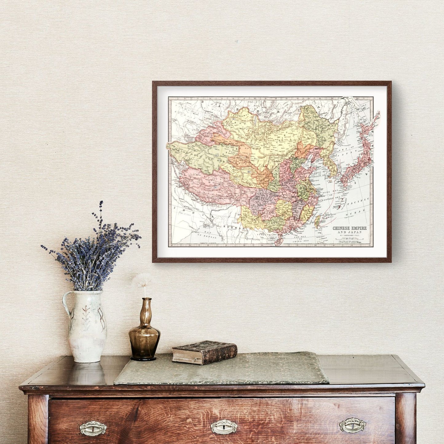 Vintage Map of China and Japan, 1871