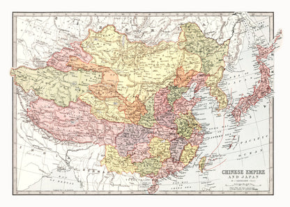 Vintage Map of China and Japan, 1871