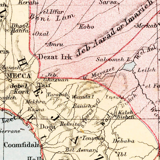 Vintage Map of Turkey, Persia, Arabia & Egypt, 1871
